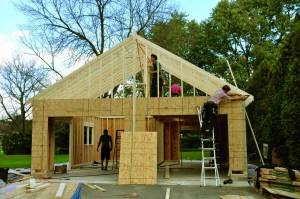 24x24 two-car garage in process of being built.