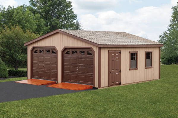 Modular Garage with Painted T1-11 Siding & Heavy-Duty Ramps,